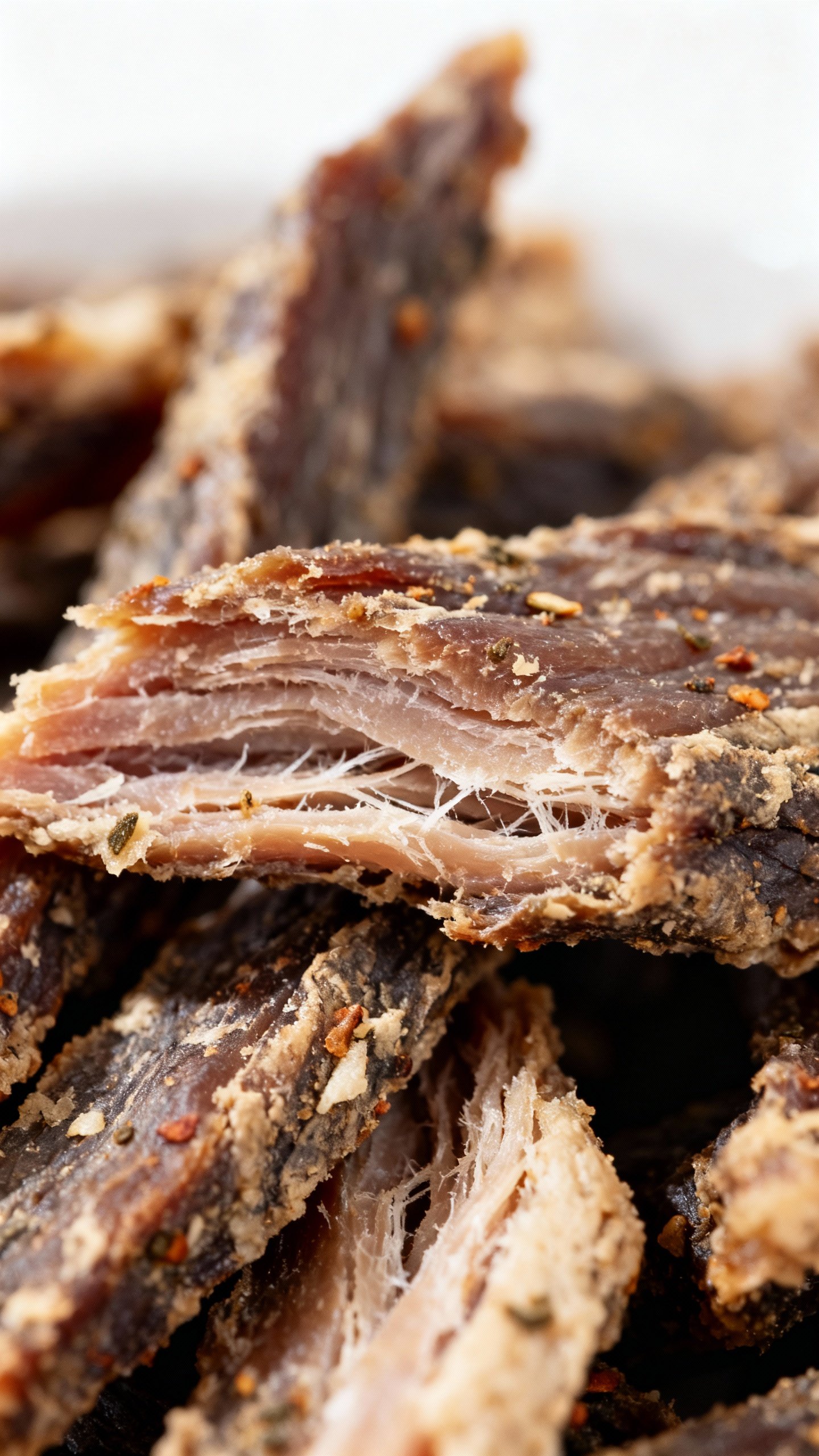 Macro shot of air-dried Ziwi Peak jerky-like cat food pieces