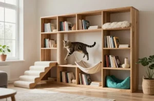 Viral Diy Turning an Old Bookshelf Into a Cat Adventure Zone
