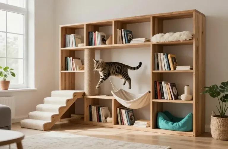 Viral Diy Turning an Old Bookshelf Into a Cat Adventure Zone